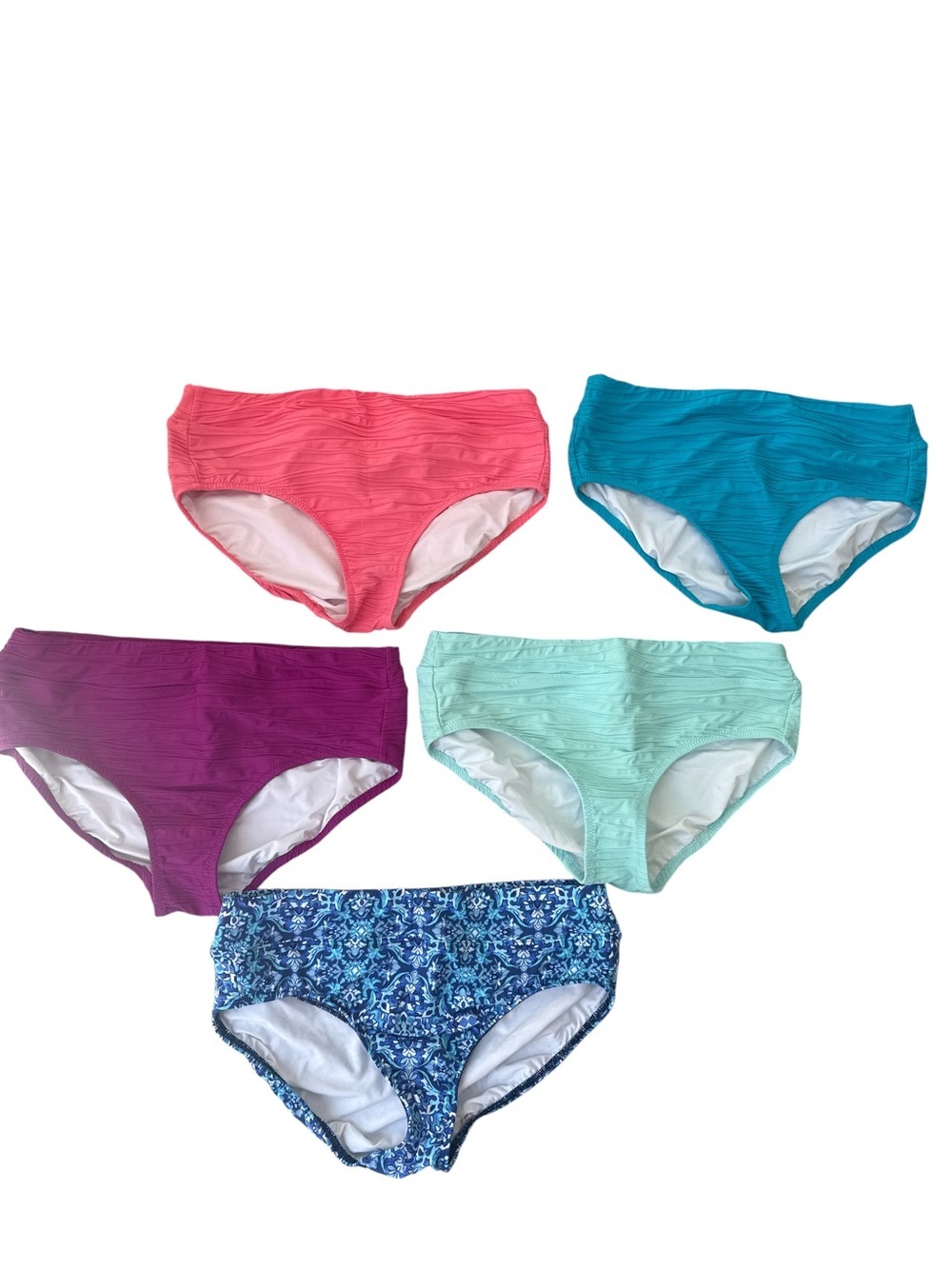 5 piece Bundle Lands' End Women's Textured Bikini Bottoms